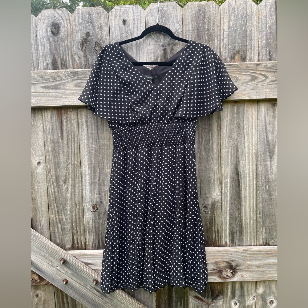 Chris McLaughlin Black Dress with White Dots Size 8